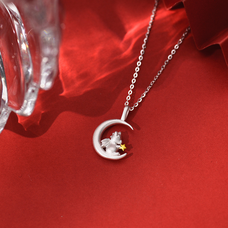 黄铜陶瓷手镯 雍程999足银萌龙摘星本命年美好祈愿锁骨链国潮龙年