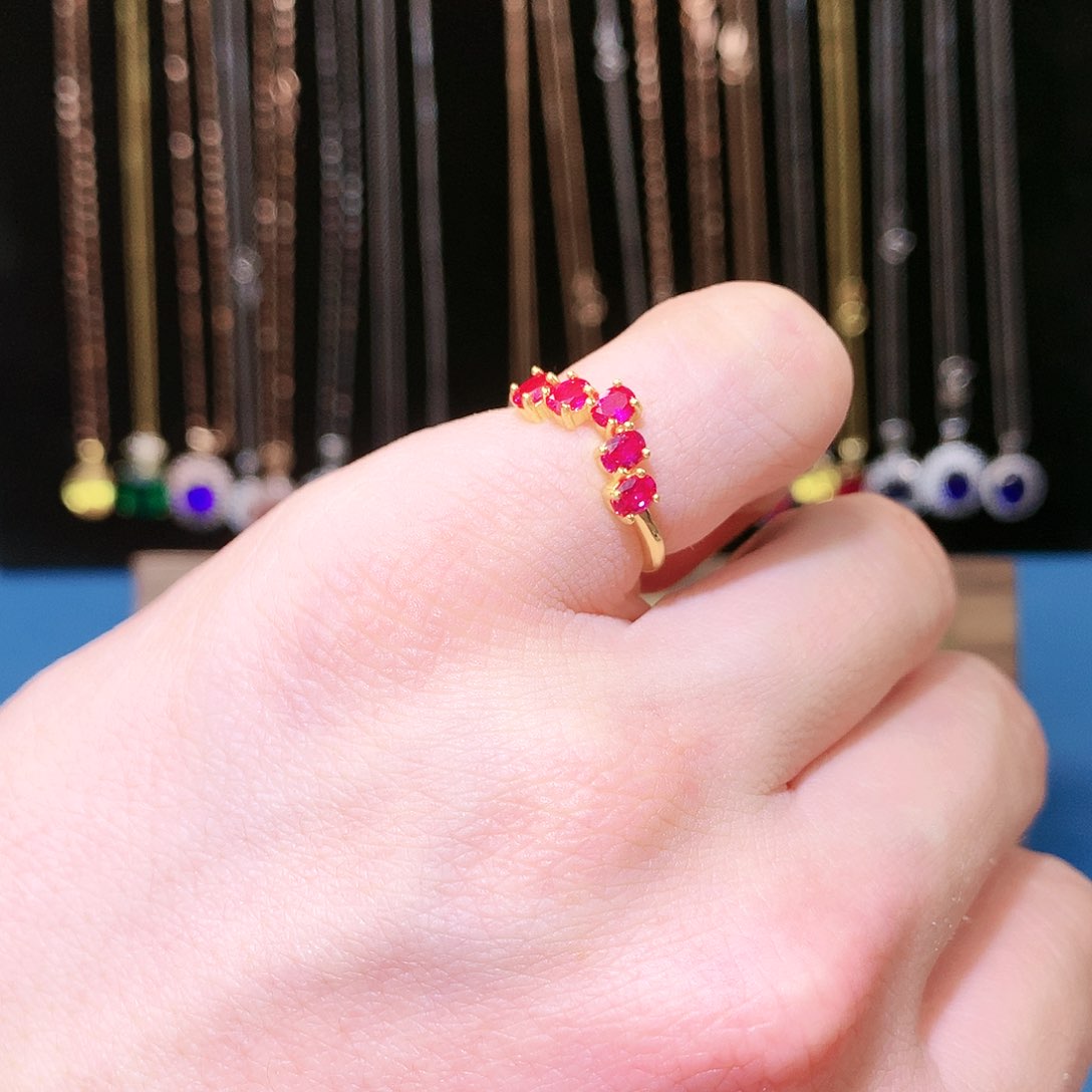 红宝石戒指银S925镶嵌