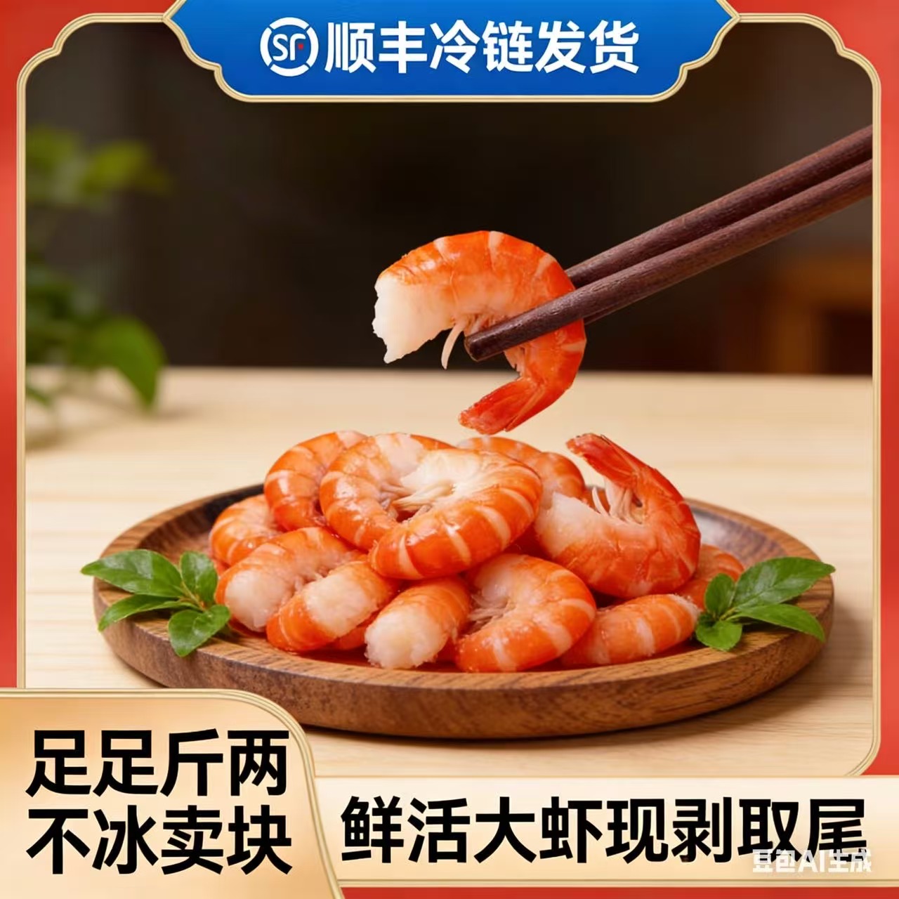 罗氏沼虾尾熟冻半熟发货 400g/包20-30粒左右/包新鲜美味