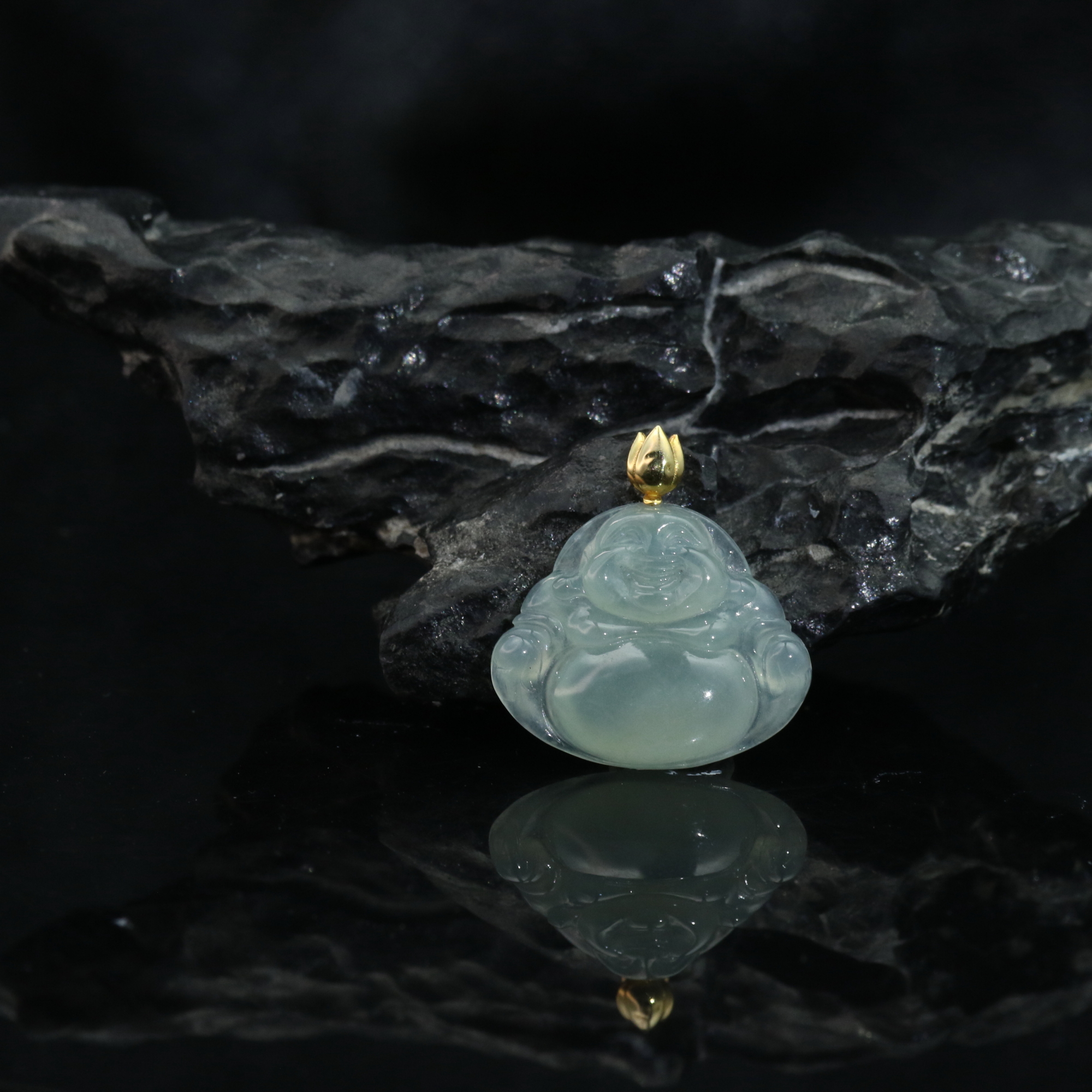 7天然缅甸翡翠A货18k佛公/500887/上海嘉禾拍卖