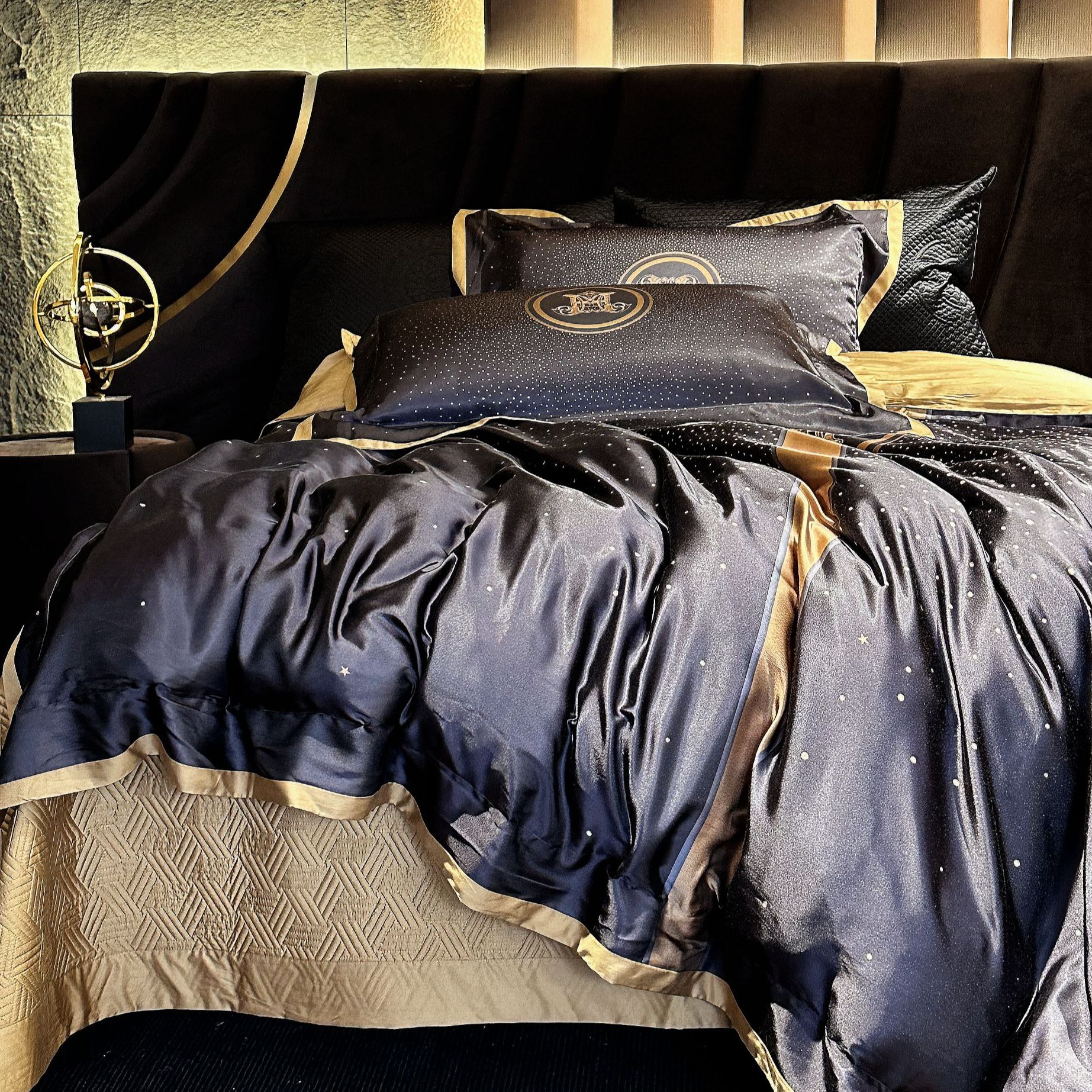 慧媄居-年中清仓【罗曼蒂克】真丝轻奢进口埃及长绒棉床盖四件套