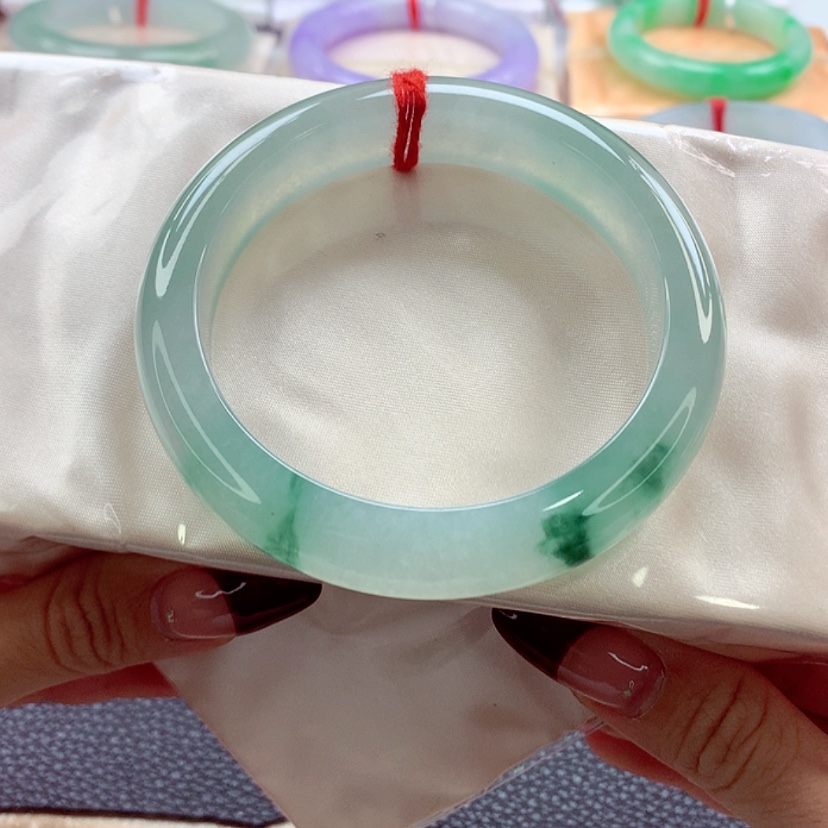 【闪购商品】翡翠手镯未镶嵌59.5 大气灵动绿花 灵