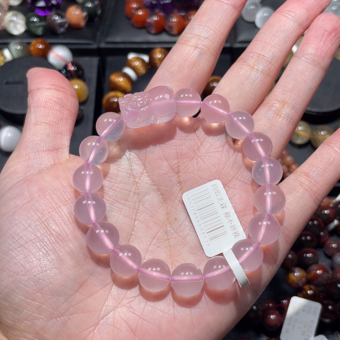 l***y水晶手链未镶嵌粉水晶10.5mm