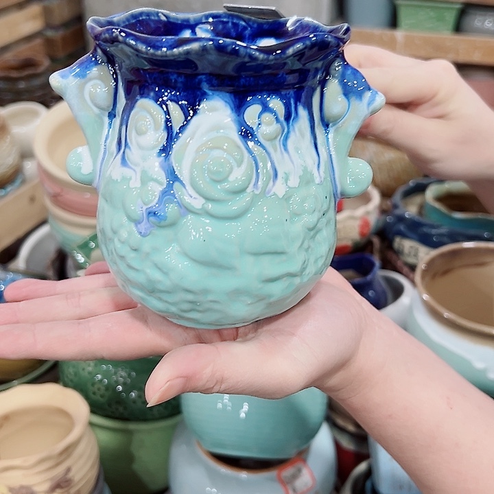 有孔.凑满10元发货多肉陶瓷花盆！