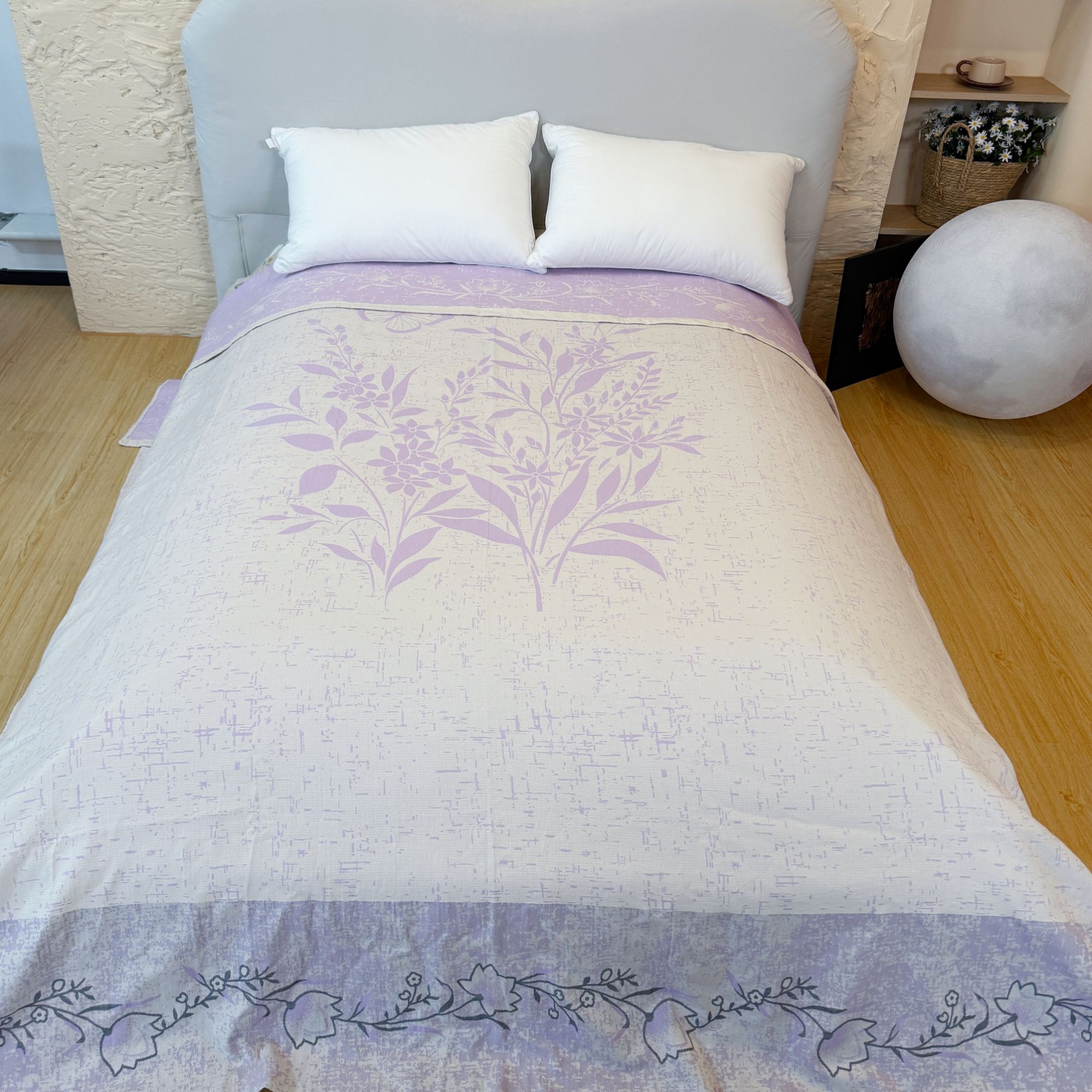 M【灵香草】230*250cm高端轻奢罗布麻精梳纱加大床盖亲肤透气可机洗