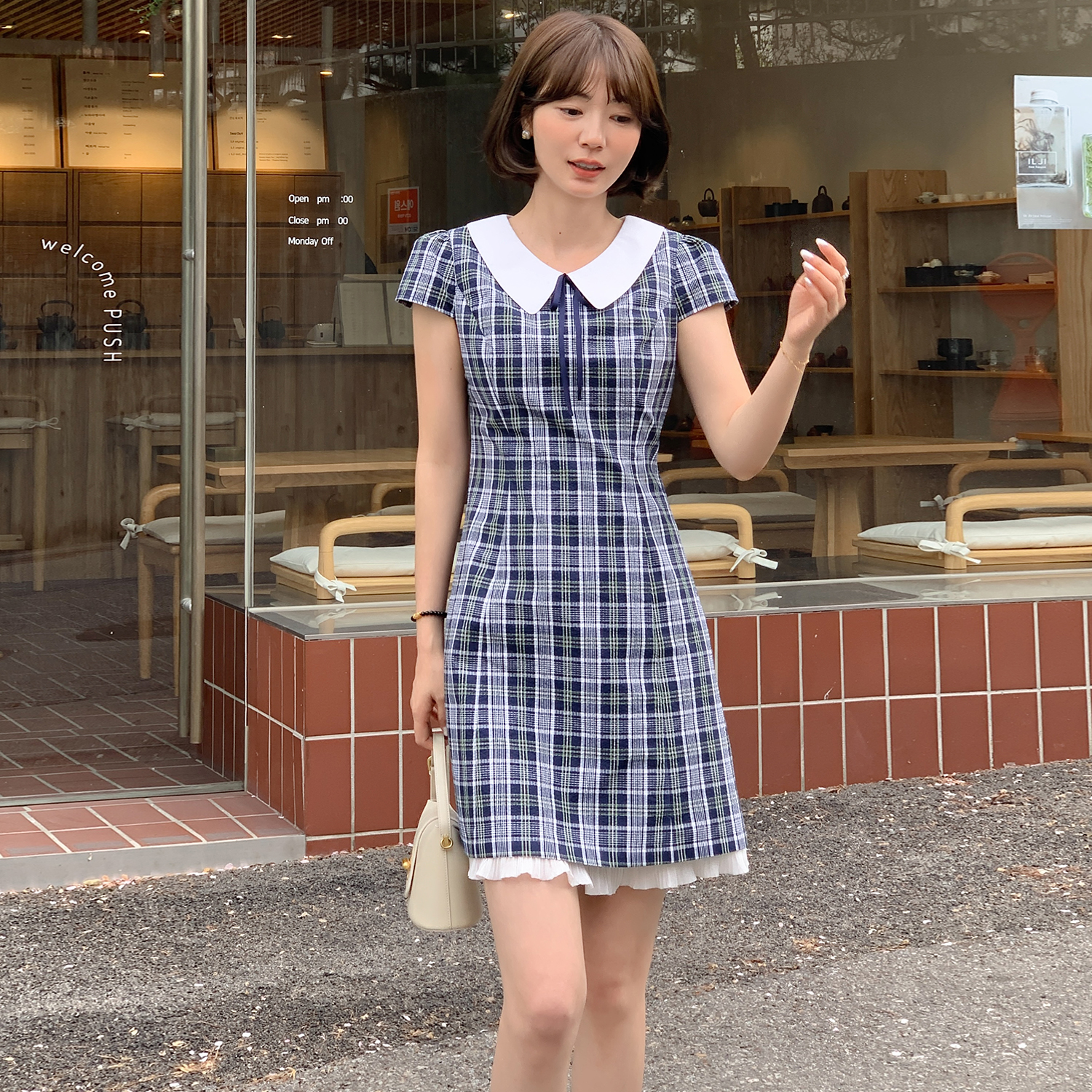 【现货】【miu风学姐】FS504L056格子连衣裙