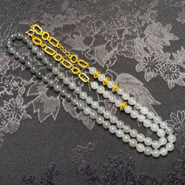 烟紫圆珠新中式时尚百搭毛衣链