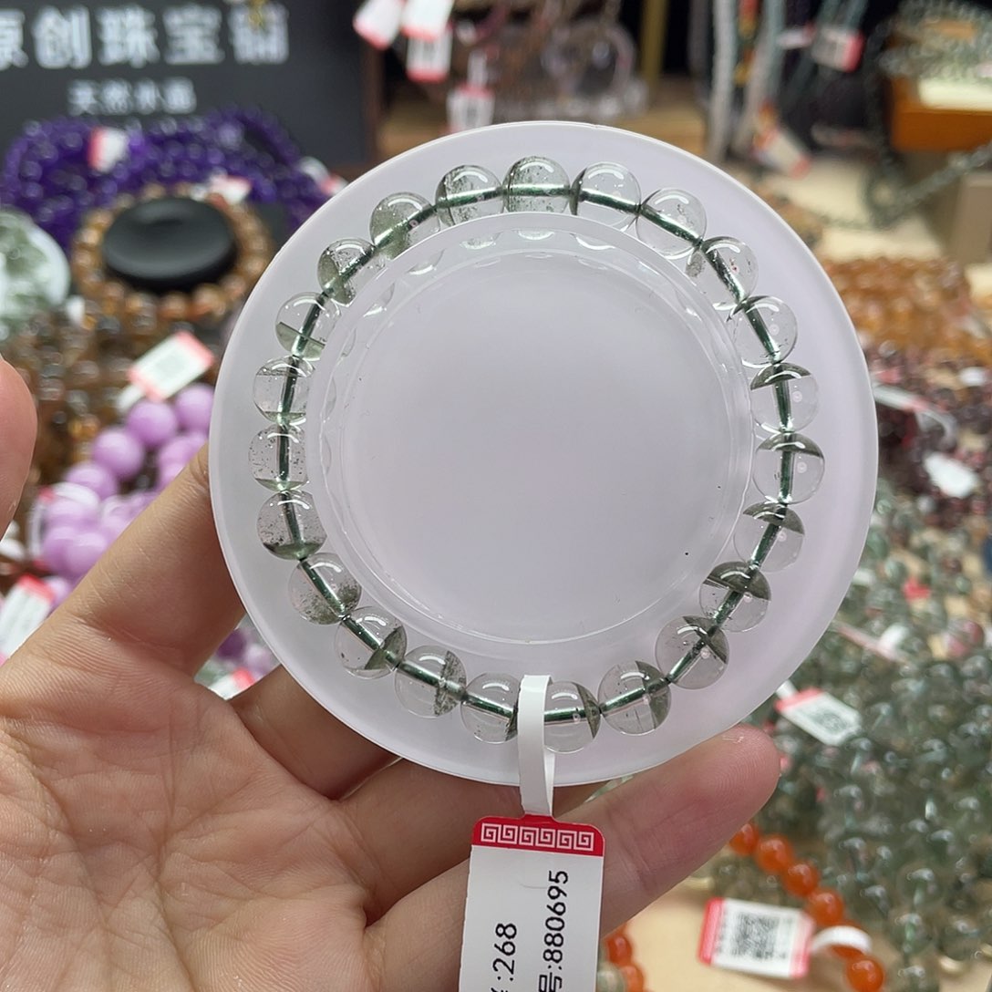 水晶手串未镶嵌吐*泡绿幽灵