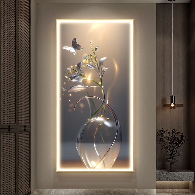 立体镶钻入户玄关装饰画客厅过道走廊正对门壁画高级挂画