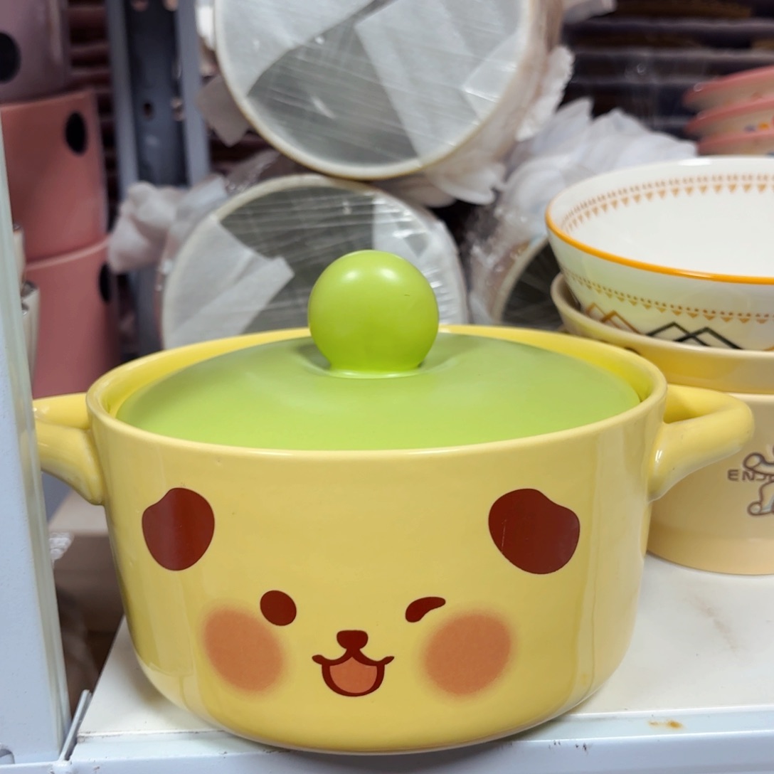 白瓷小侯六寸带盖泡面碗