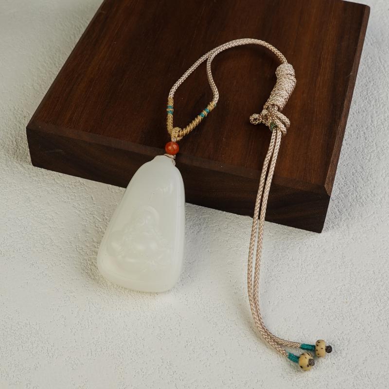 【香掌柜】和田玉俄料白玉佛公吊坠【发一件】