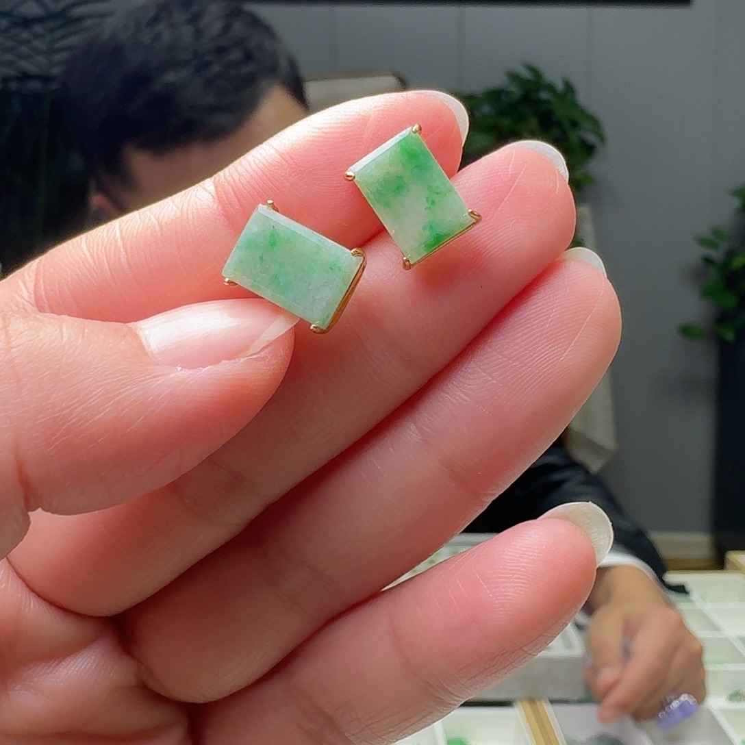 翡翠银S925镶嵌耳饰多样性发货其一