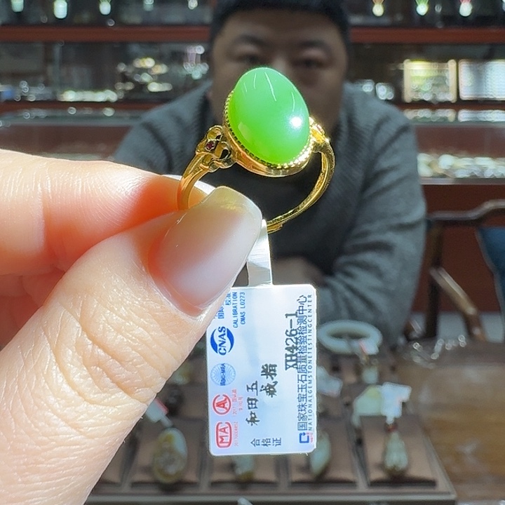 和田玉戒指银S925镶嵌