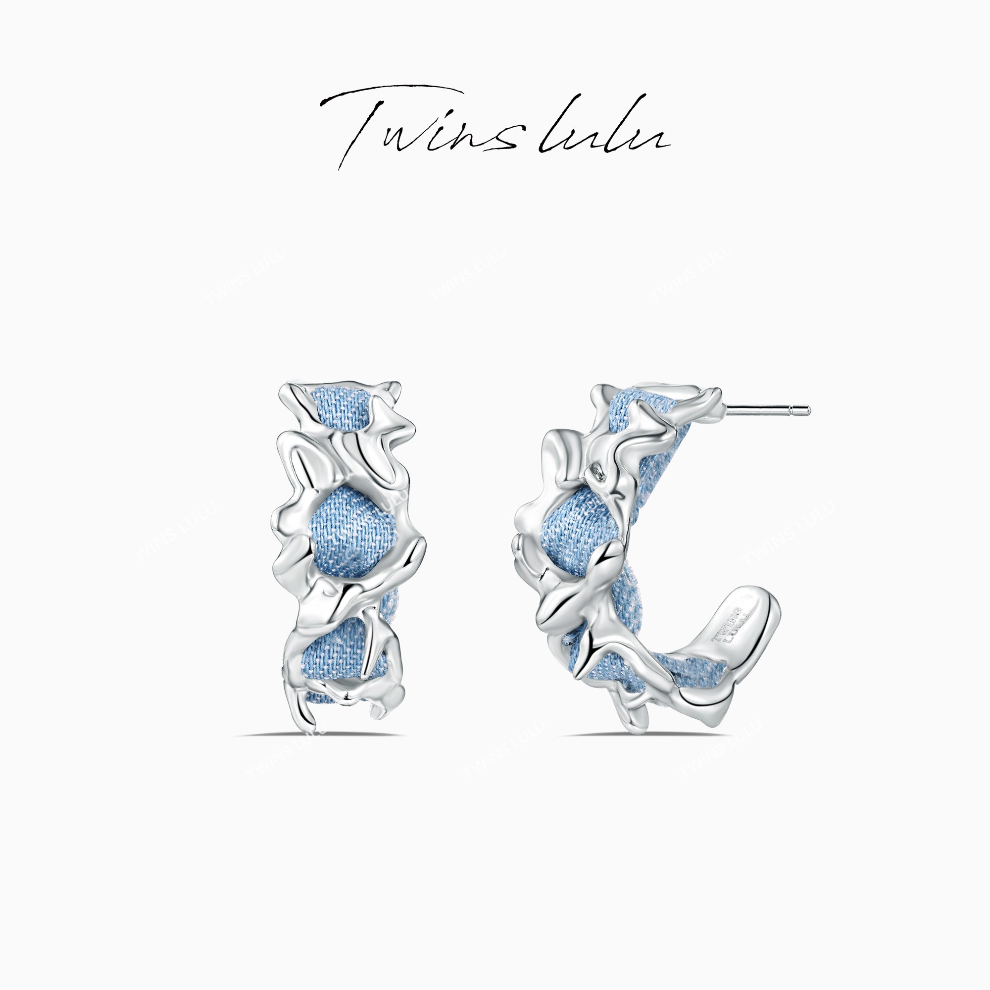 铜合金耳饰 轻奢复古风牛仔C型手工百搭耳圈银针耳环TSL606