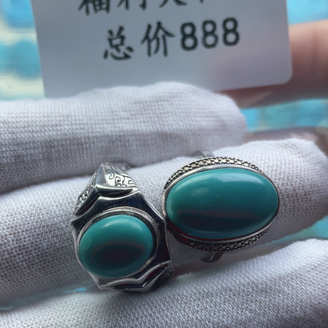 绿松石银S925镶嵌天然原矿绿松石雕刻件