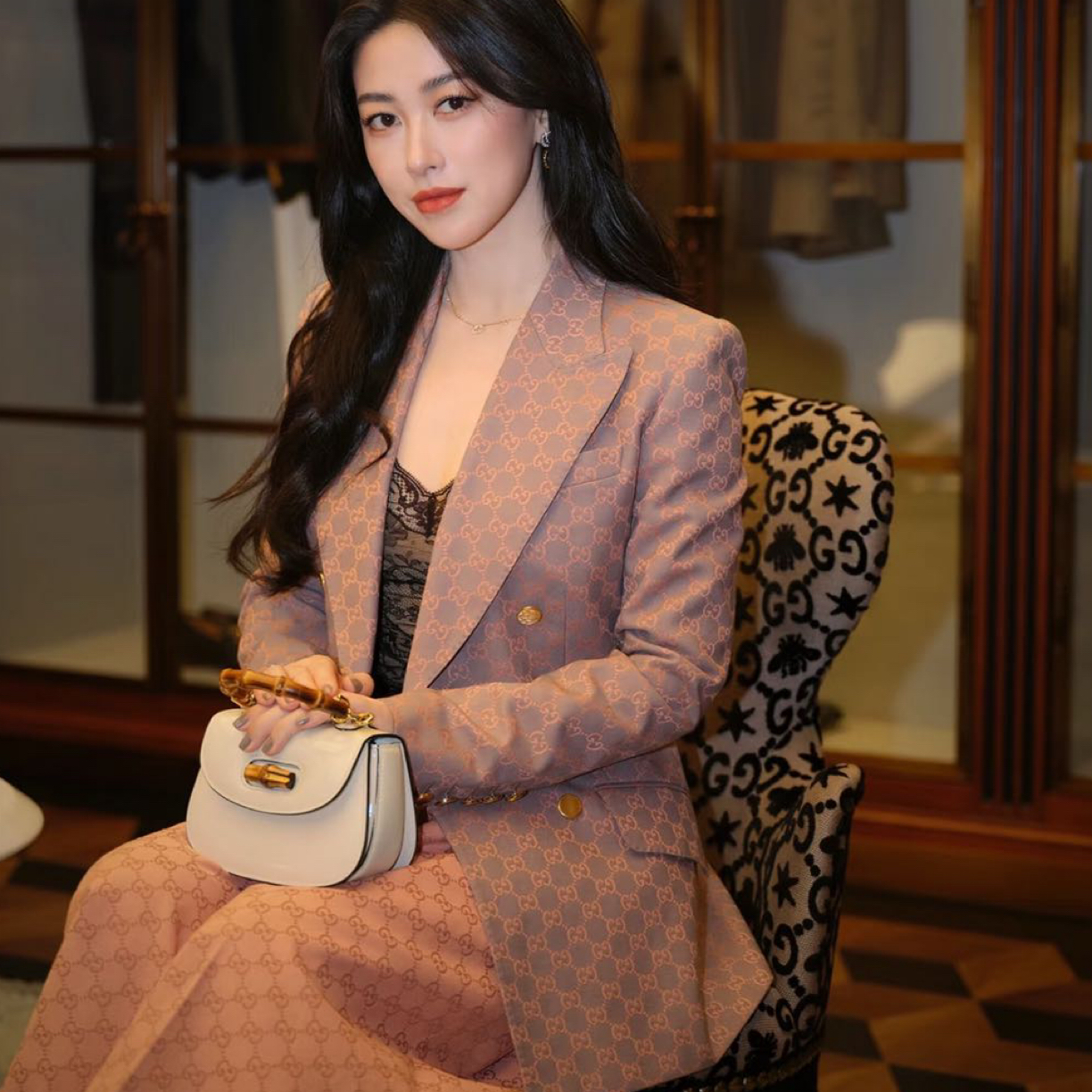 95新 GUCCI/古驰   cc913 棉 老花满印西装外套 36码 微污