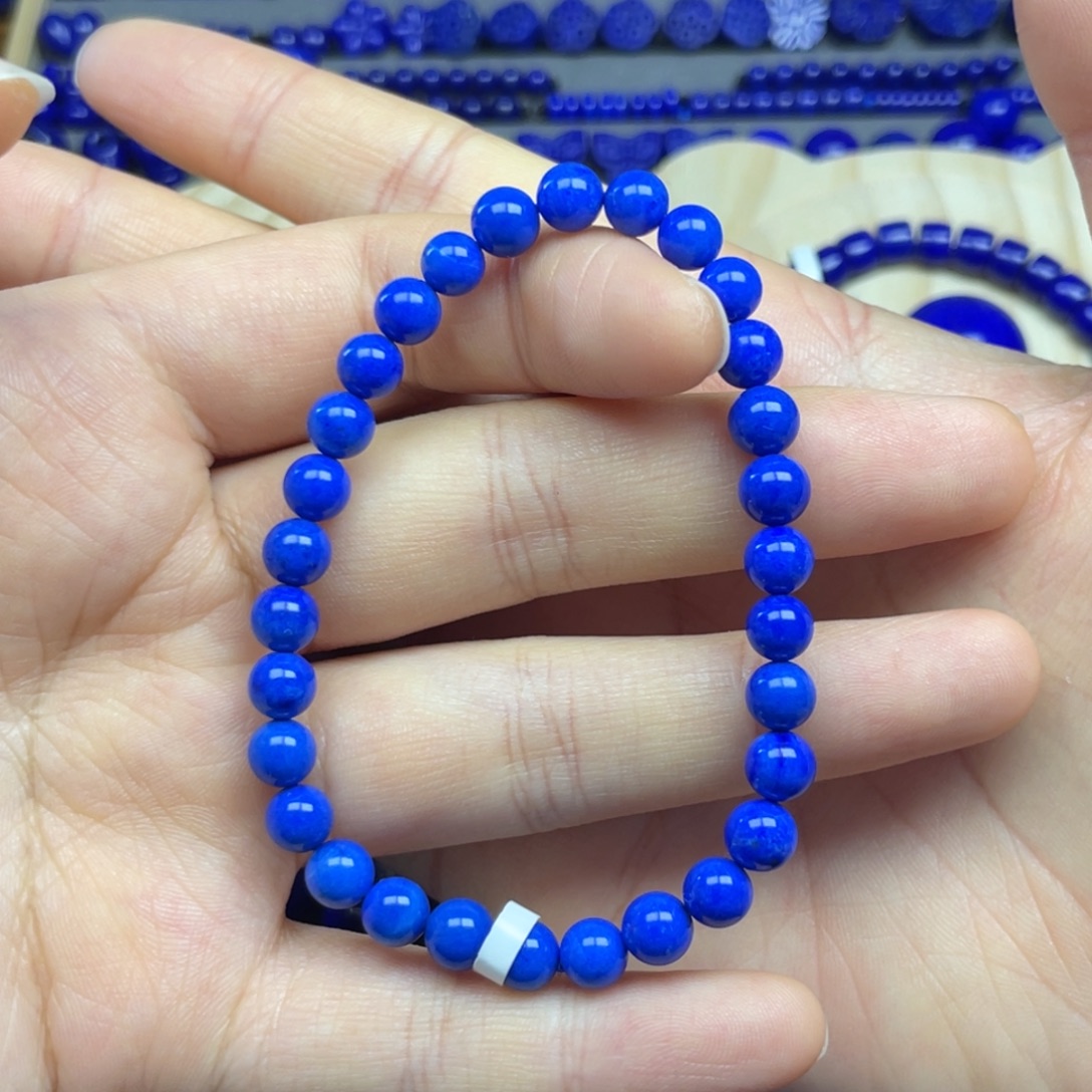 该***该青金石未镶嵌圆珠手串6+