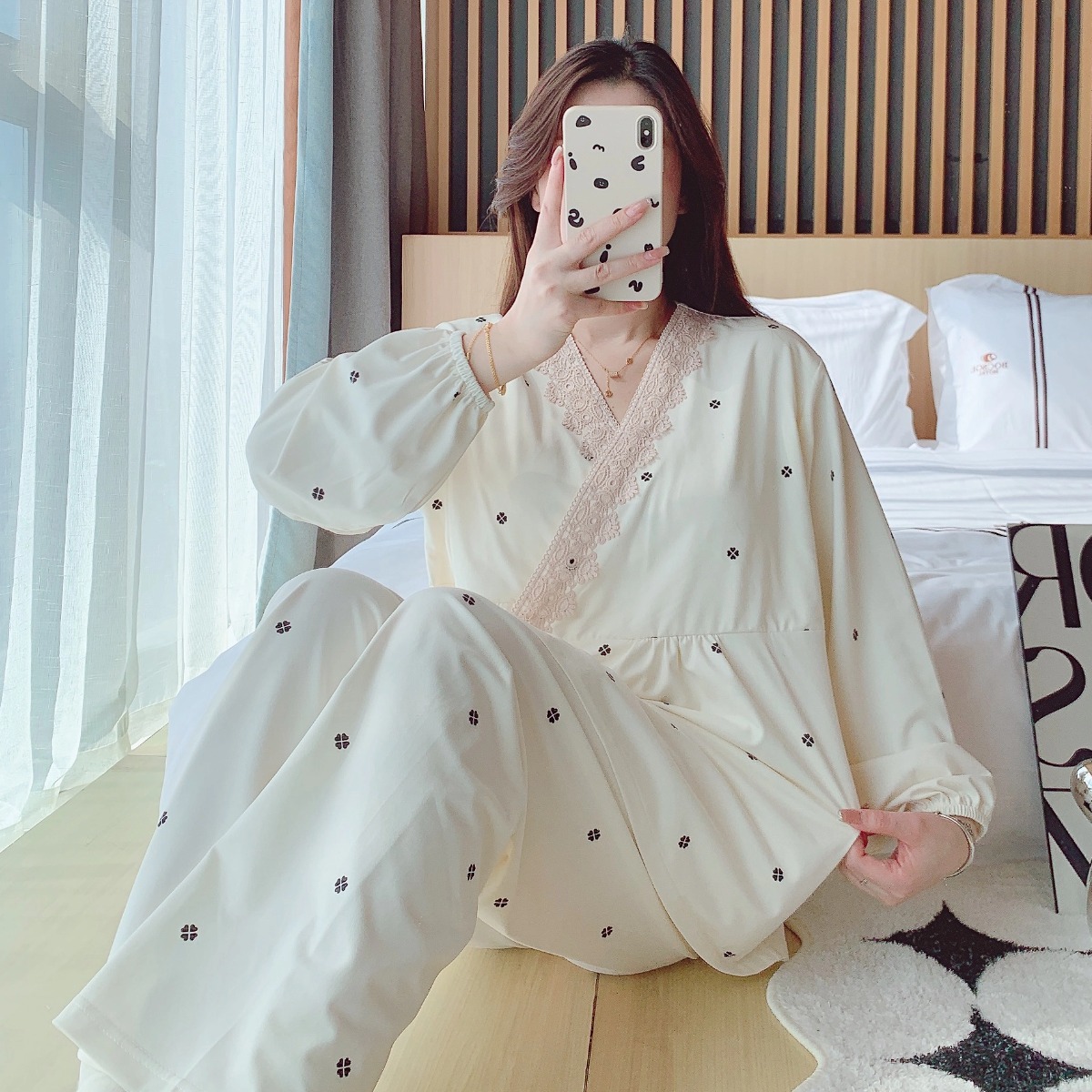 【云感棉】月子服春夏季长袖薄款孕妇喂奶休闲哺乳产后宽松产妇睡衣