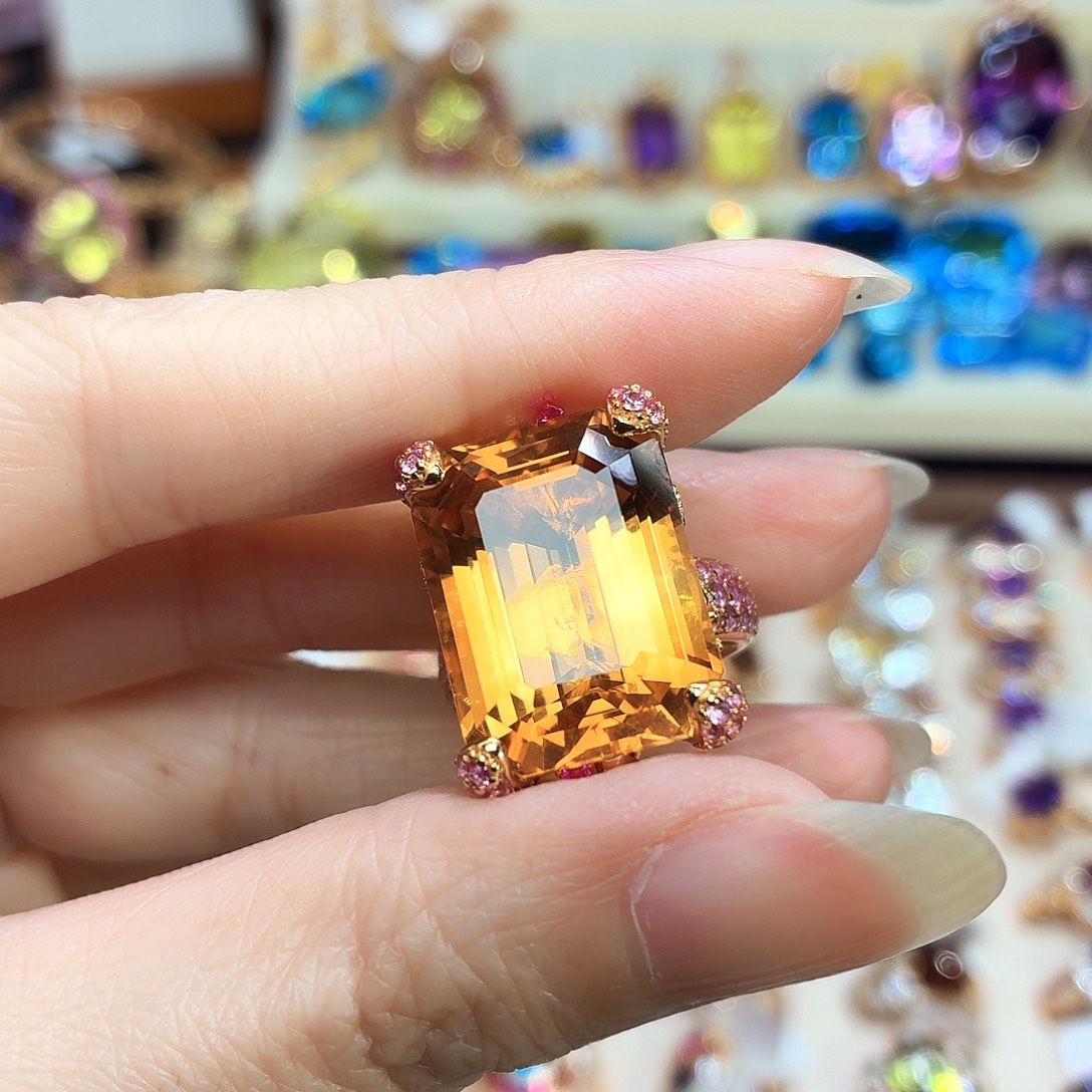 戒指银S925镶嵌水晶