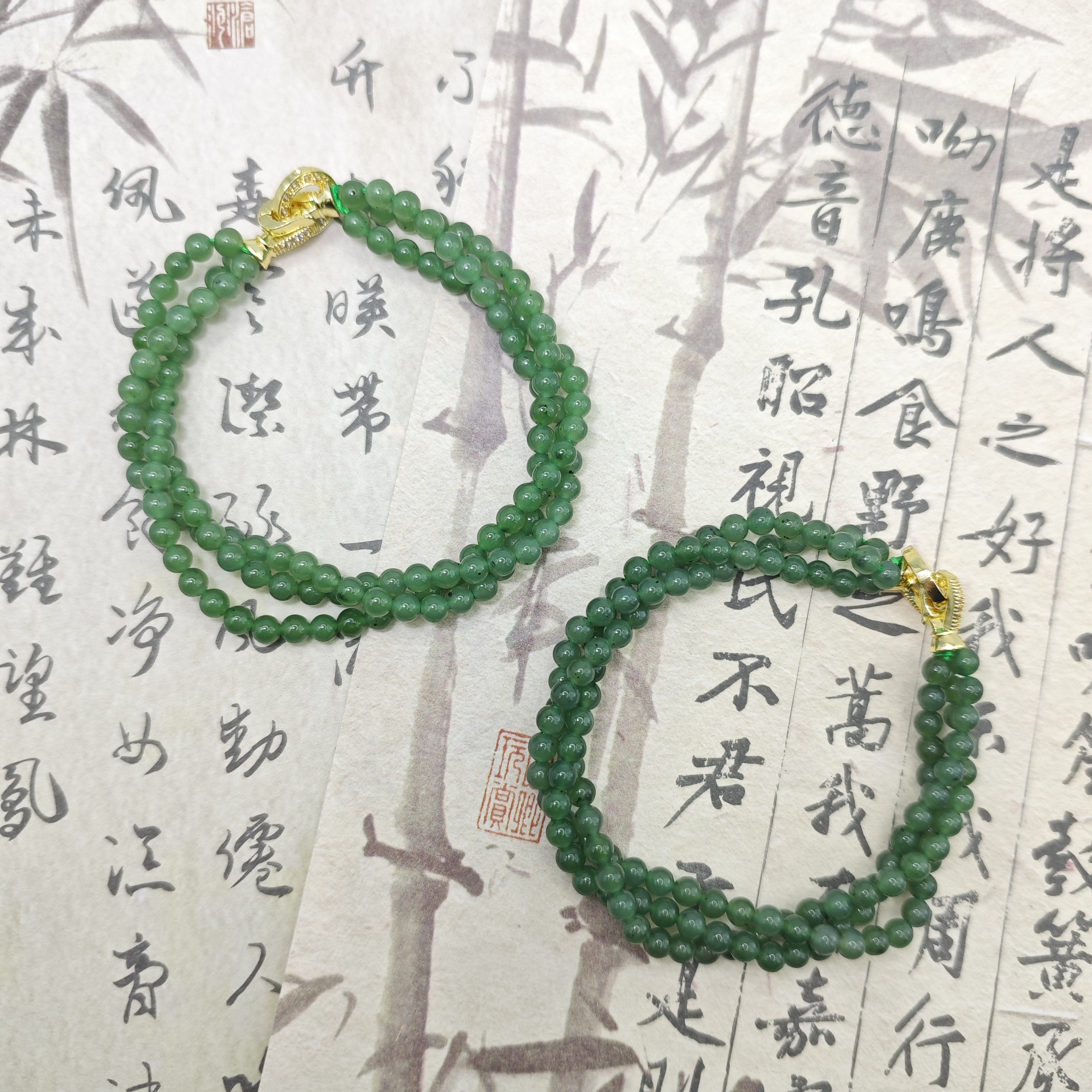 春日珠宝 天然和田玉镶钻碧玉手链 拍一发一多样性发货H227