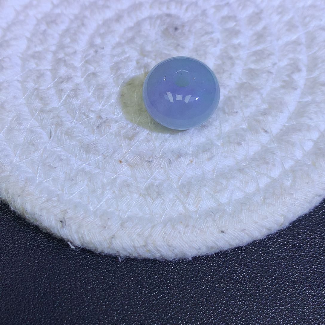 散珠翡翠天然缅甸翡翠鼓珠卡18.3厚11.9紫加绿