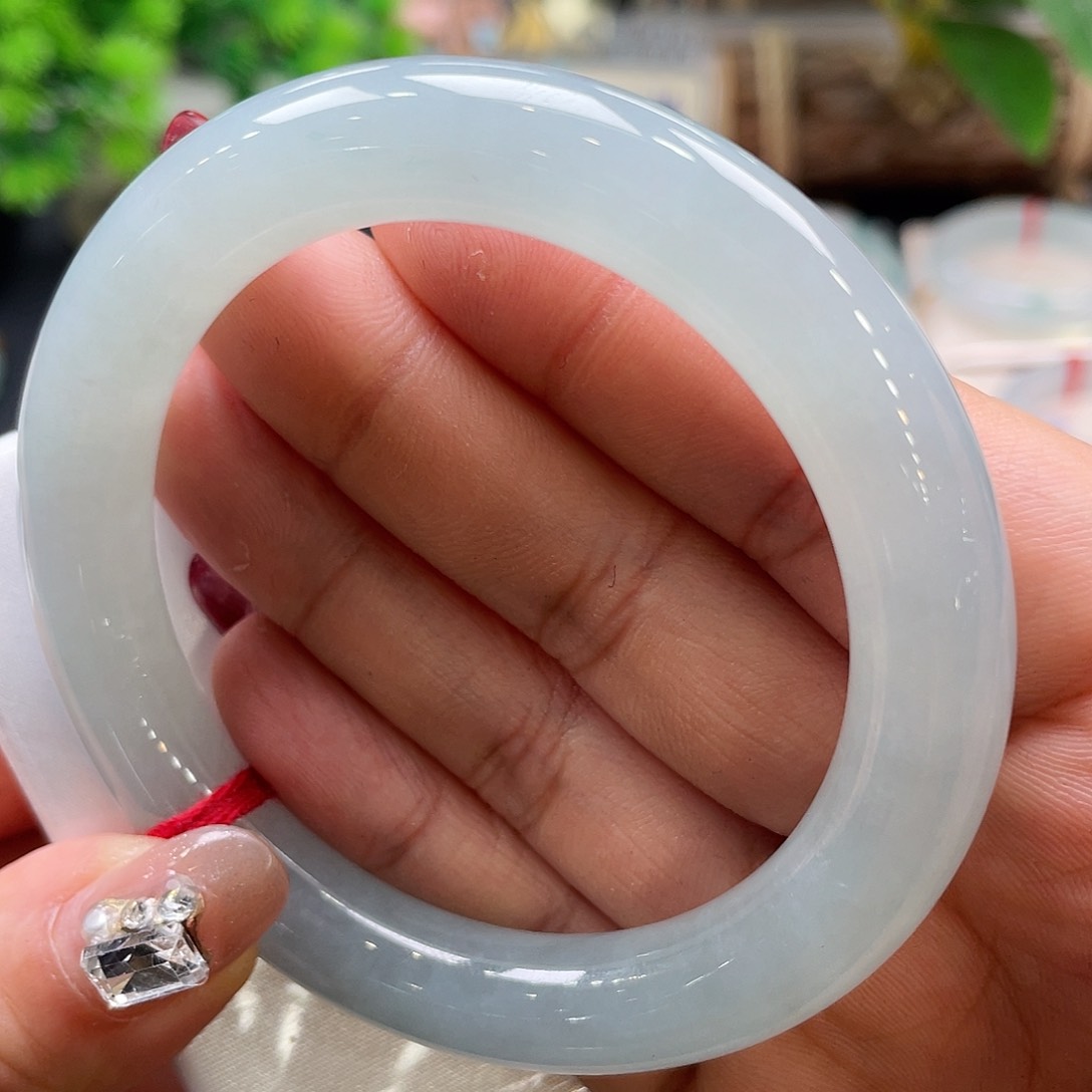 未镶嵌手镯翡翠30号冰胶蓝57圈