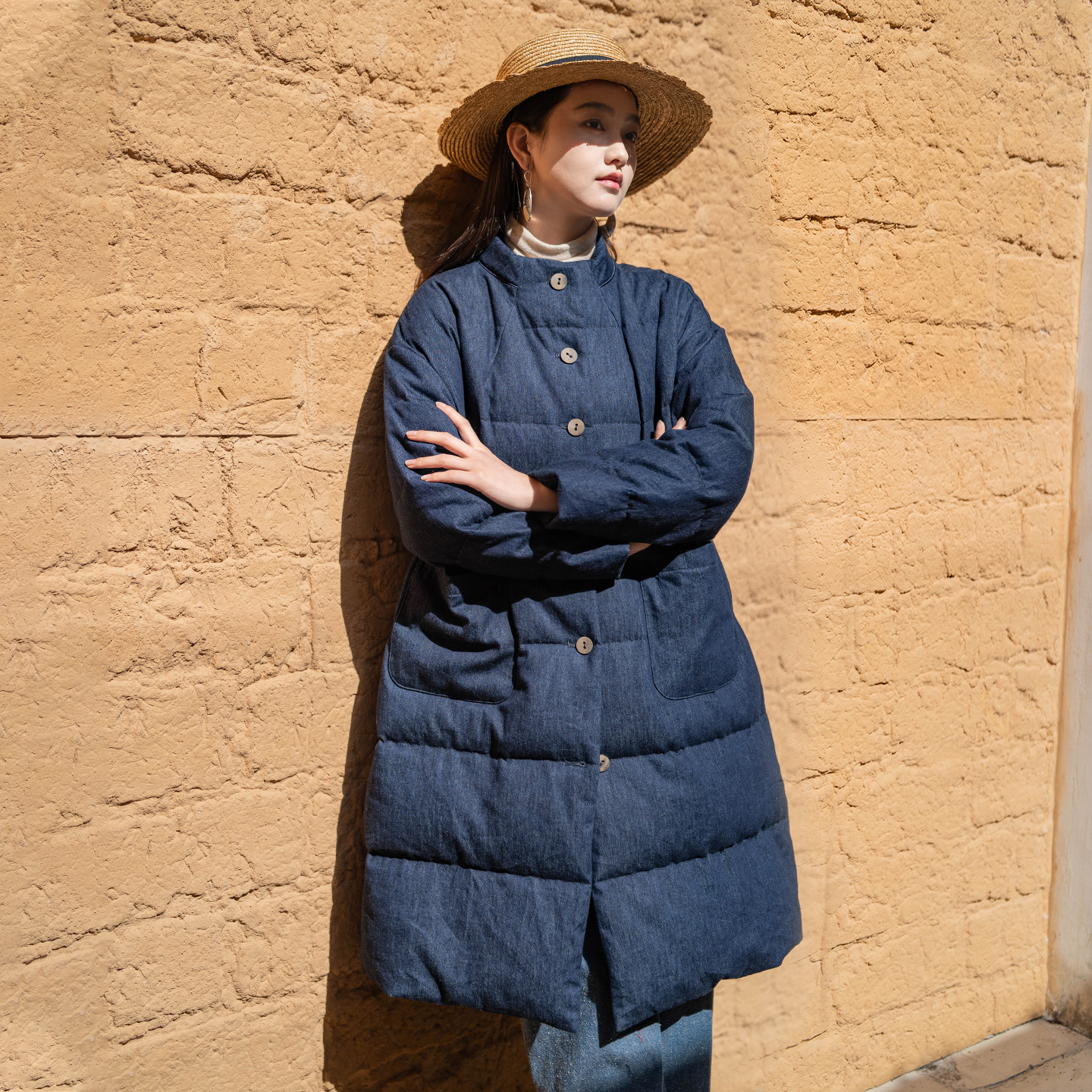 言作原创软糯亲肤保暖汉麻棉牛仔95白鸭绒羽绒服 到处偶遇 七