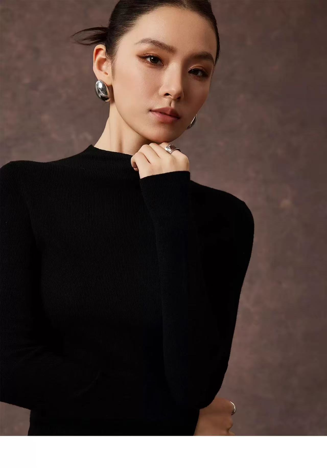 软糯含羊毛针织打底衫女士早秋半高领内搭上衣