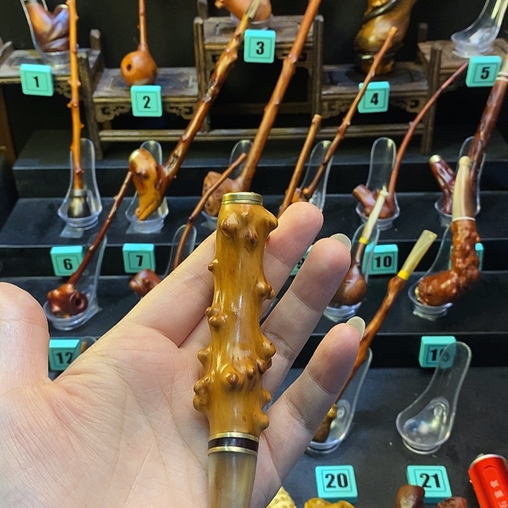 上***傅大叶紫檀（黑酸枝木类）檬子木烟斗