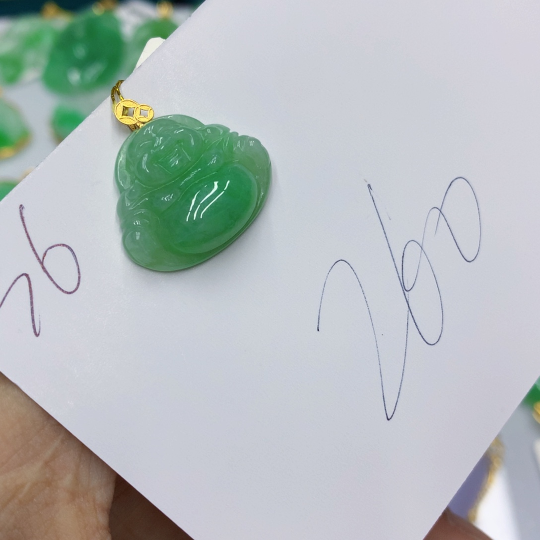 翡翠颈饰18K金镶嵌纤****店翡翠