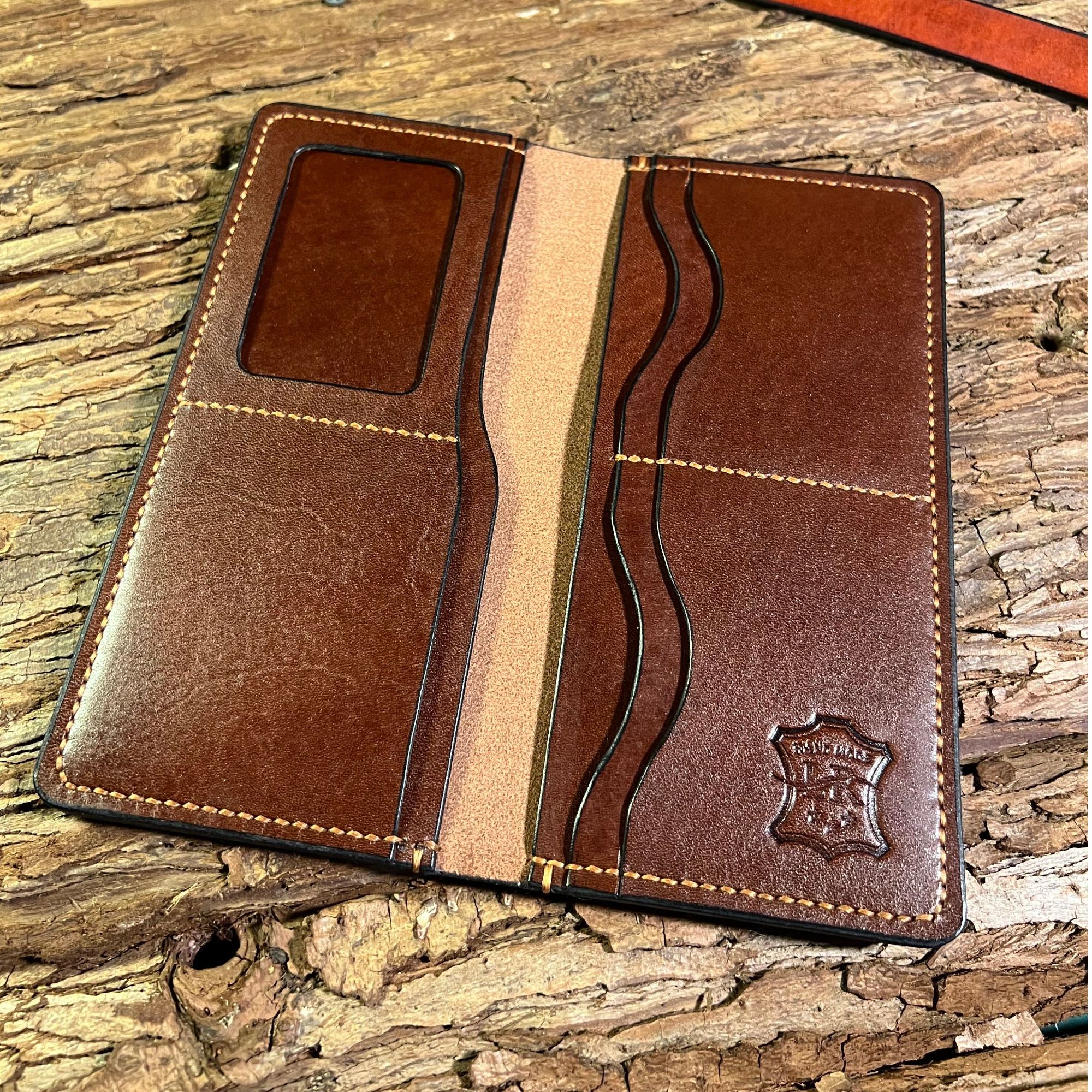 男士纯手工真皮棕色皮钱包