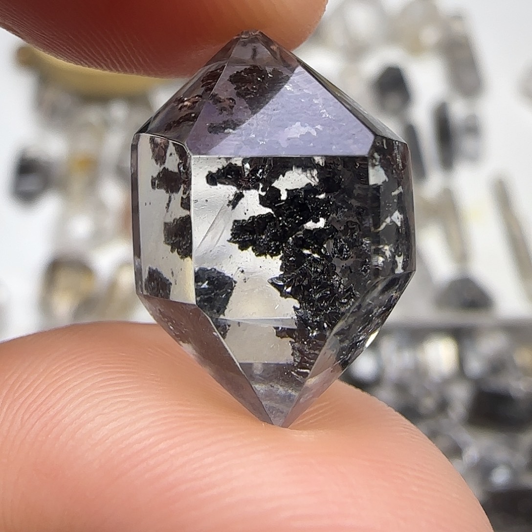 珠宝半成品未镶嵌水晶散墨飘花双尖随形