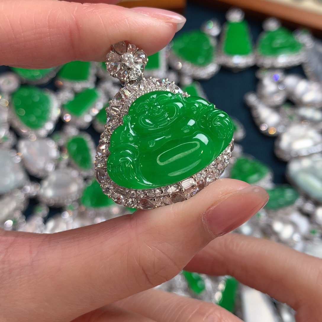 翡翠颈饰18K金镶嵌直播链接 勿拍