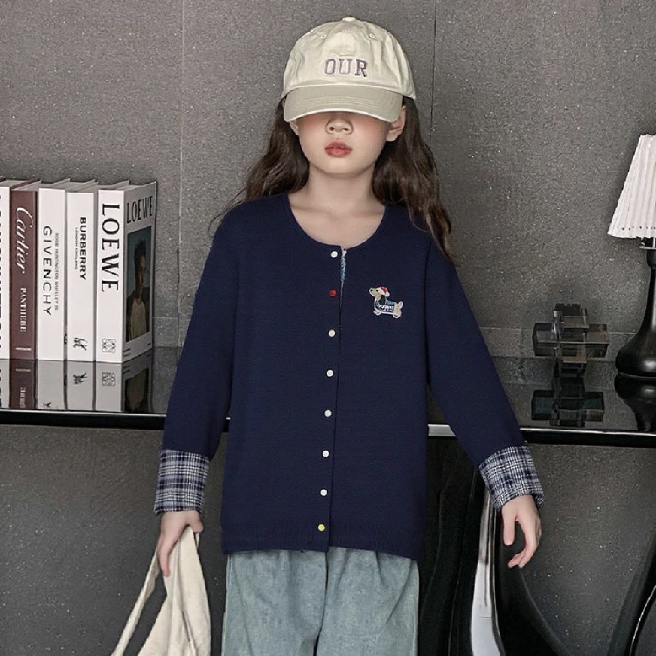 女童2025秋季新款韩版休闲风针织开衫外套百搭学院风可爱卡通宽松