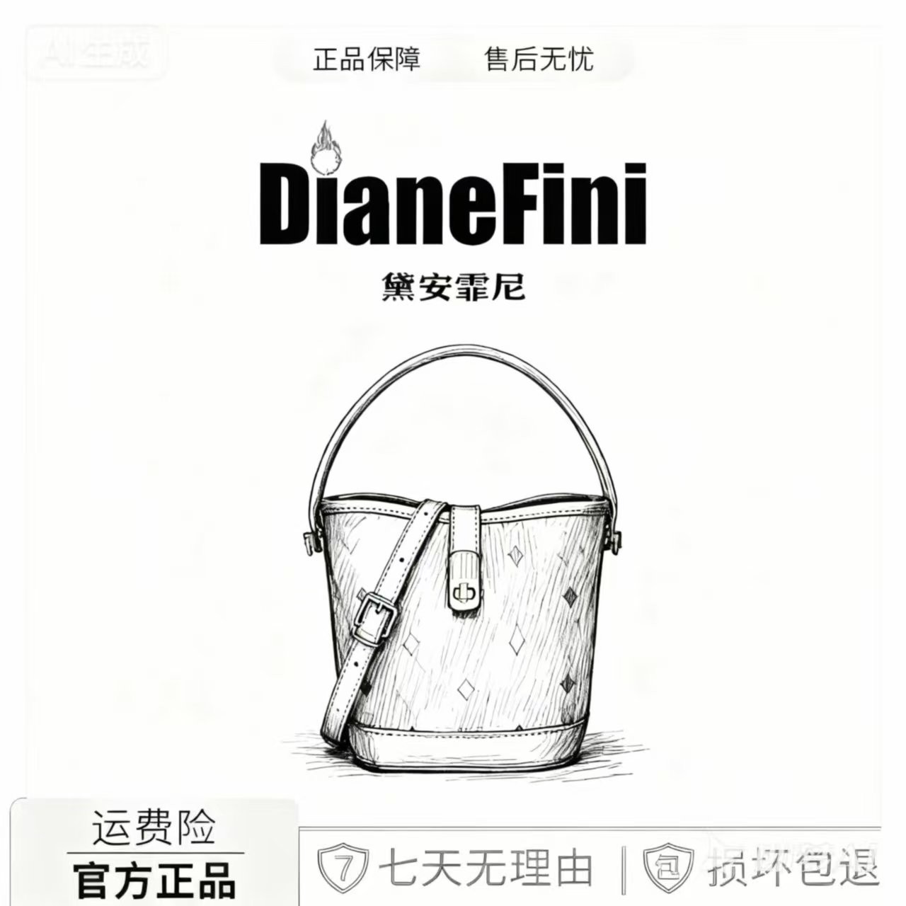 黛安菲尼正品2025新款斜跨包小包水桶包洋气