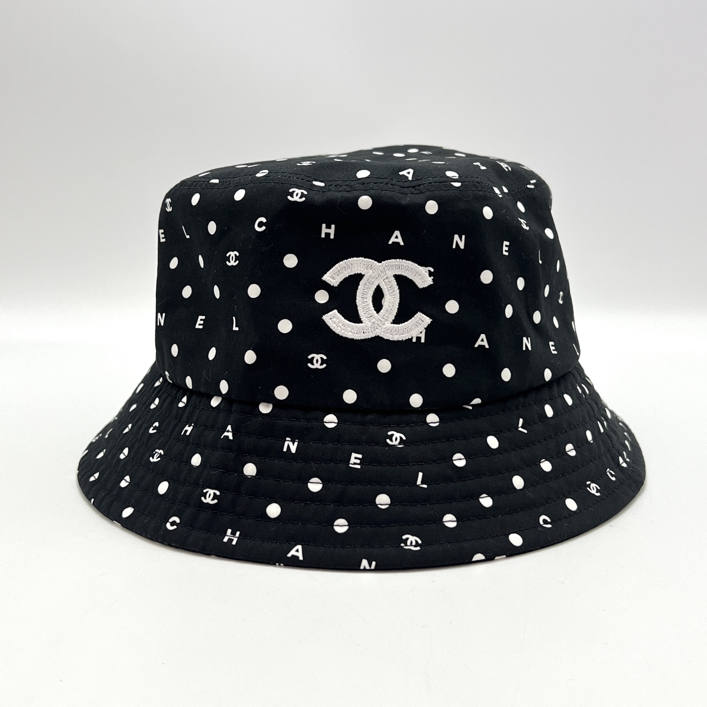 99新 Chanel/香奈儿 24P黑色波点双C渔夫帽 02008 二手 