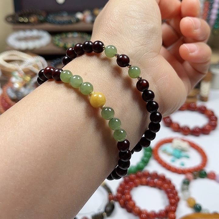 檀香紫檀（小叶紫檀）手串未镶嵌双圈手串