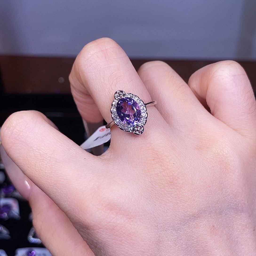 戒指水晶银S925镶嵌