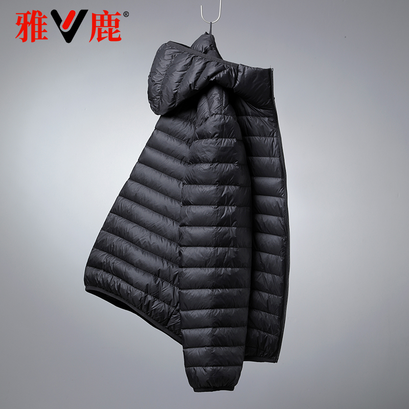 雅鹿2025年秋冬新款男士轻薄排骨羽绒服大码外套送收纳袋短款保暖