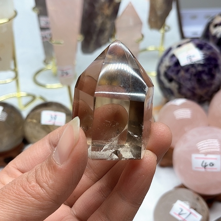 烟晶80克茶水晶柱子未镶嵌