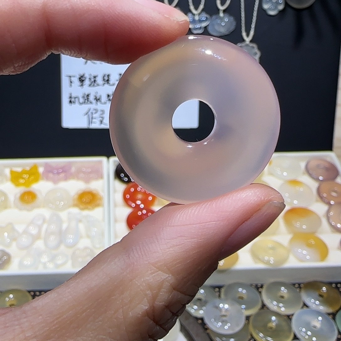 玛瑙/玉髓未镶嵌手镯紫平安扣约30mm