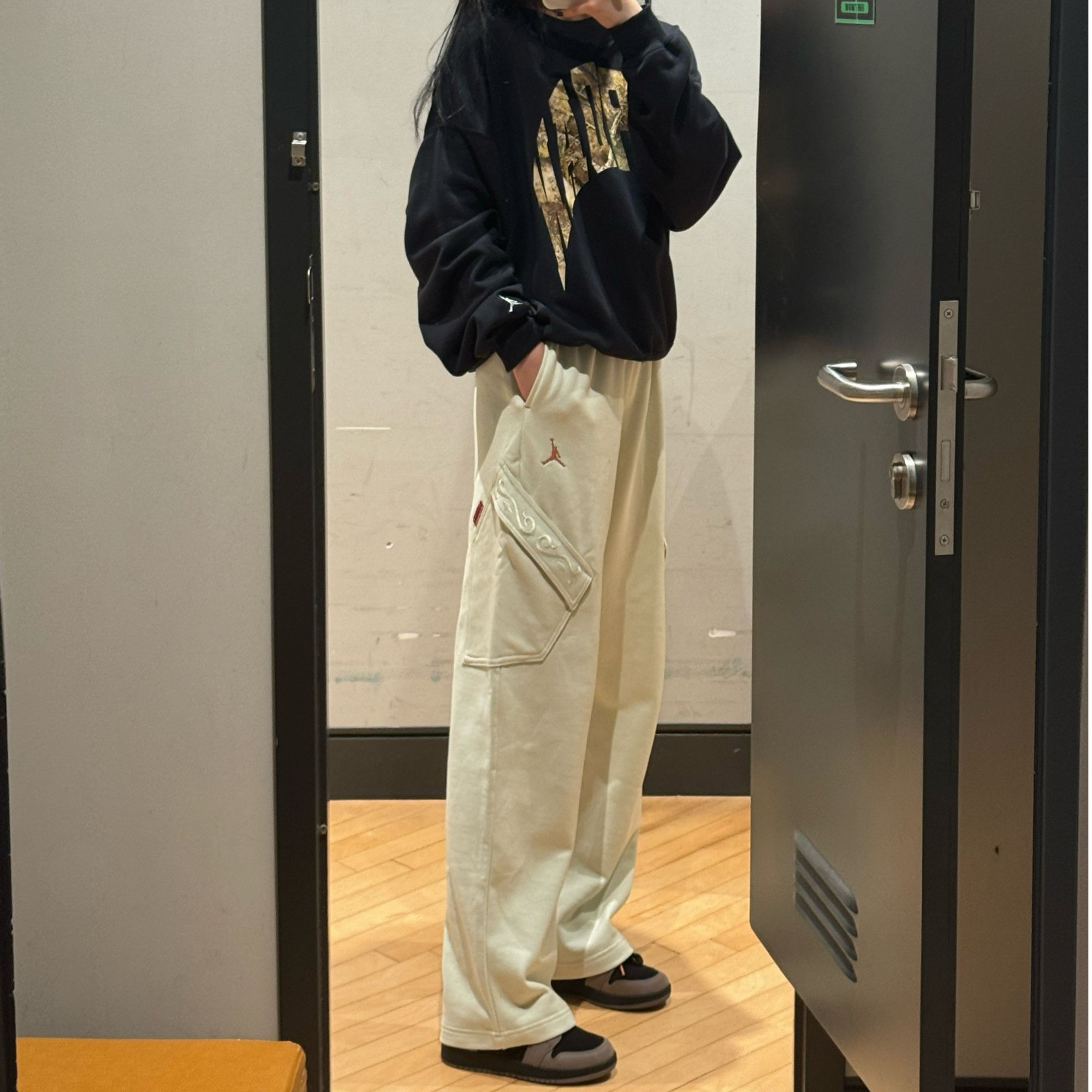 【滔搏联动】Nike耐克阔腿运动百搭宽松双旦礼长裤IQ3952-090