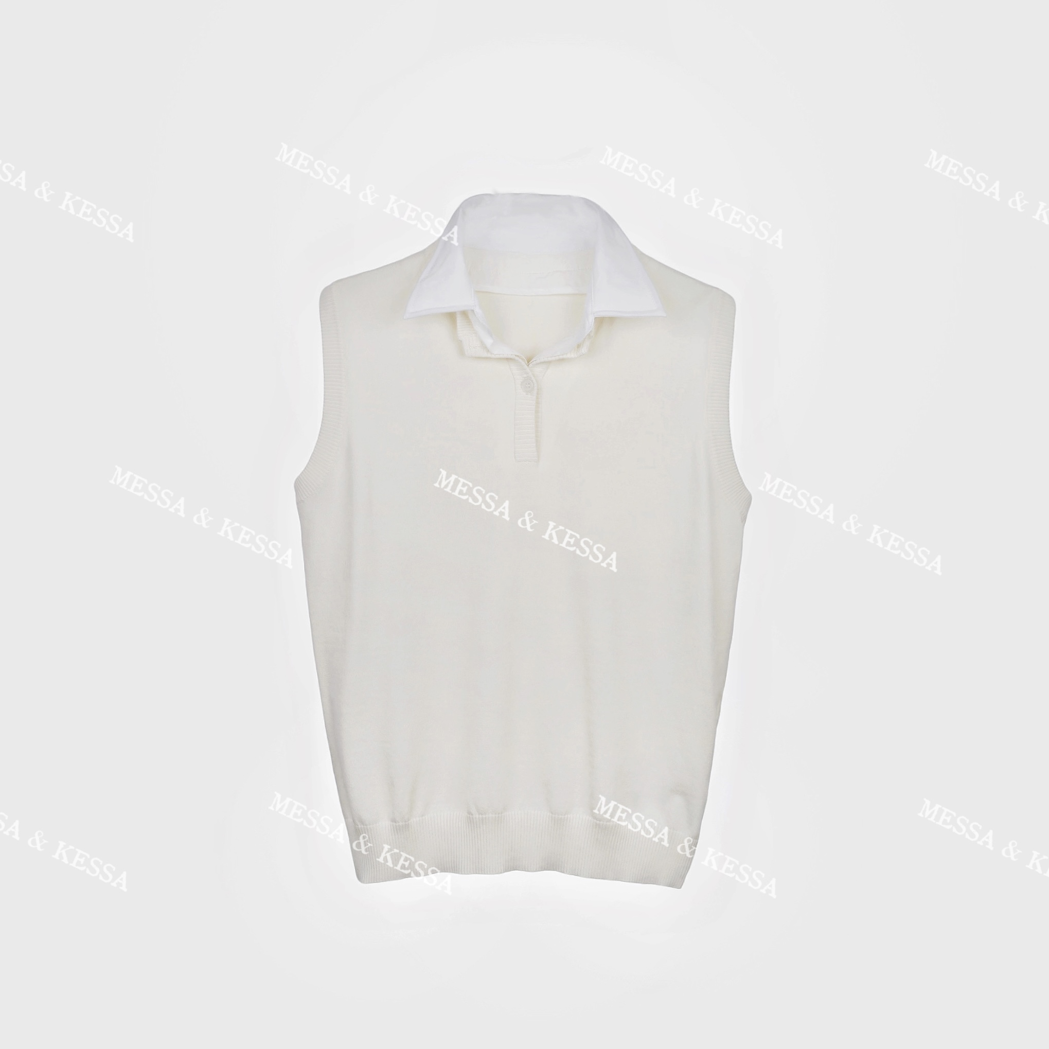 2025新款假两件法式鱼骨领背心气质老钱感百搭上衣宽松休闲时尚