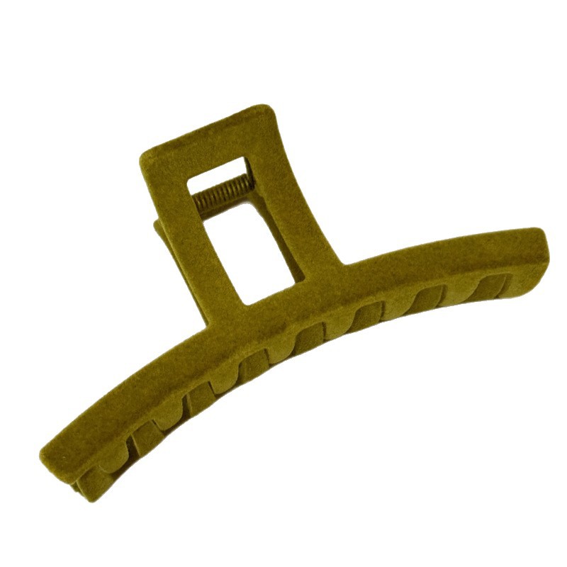 【简秋】早秋新款植绒一字发夹韩版简约气质抓夹时尚鲨鱼夹后脑勺