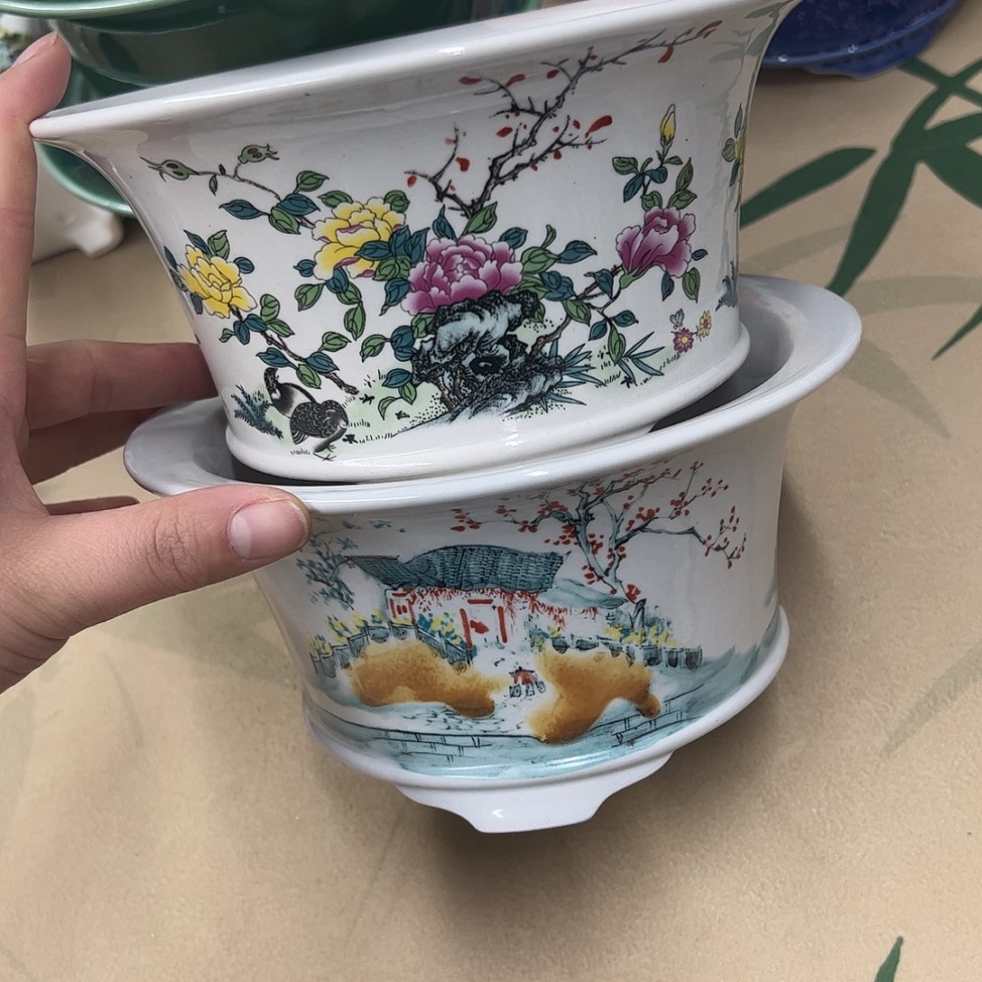 紫砂花盆826号瑕疵2个口不正处理介意勿拍