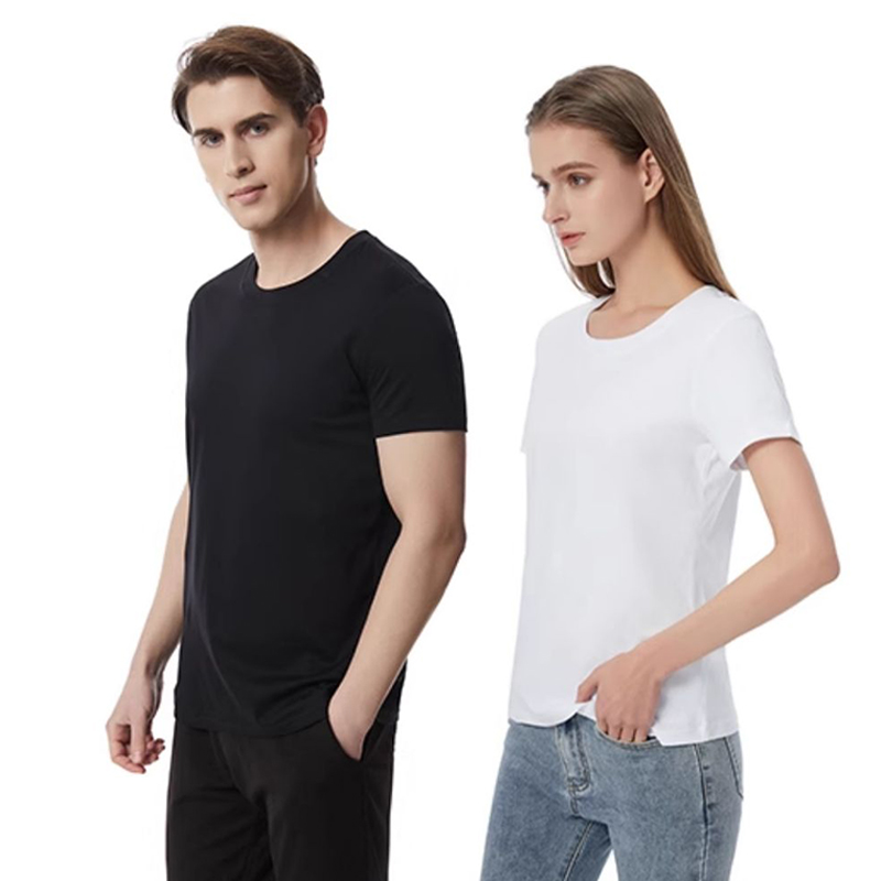 T5544  纯吻白小圆领T恤