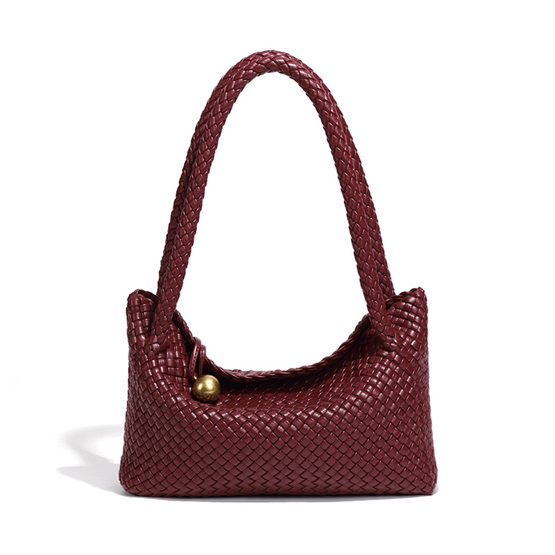 【胡哥专属】手工编织包复古高级感腋下包单肩B1972-酒红