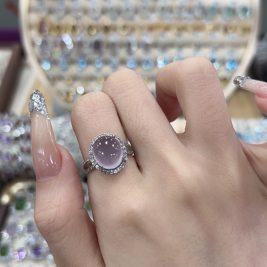 燕***长银S925镶嵌萤石戒指