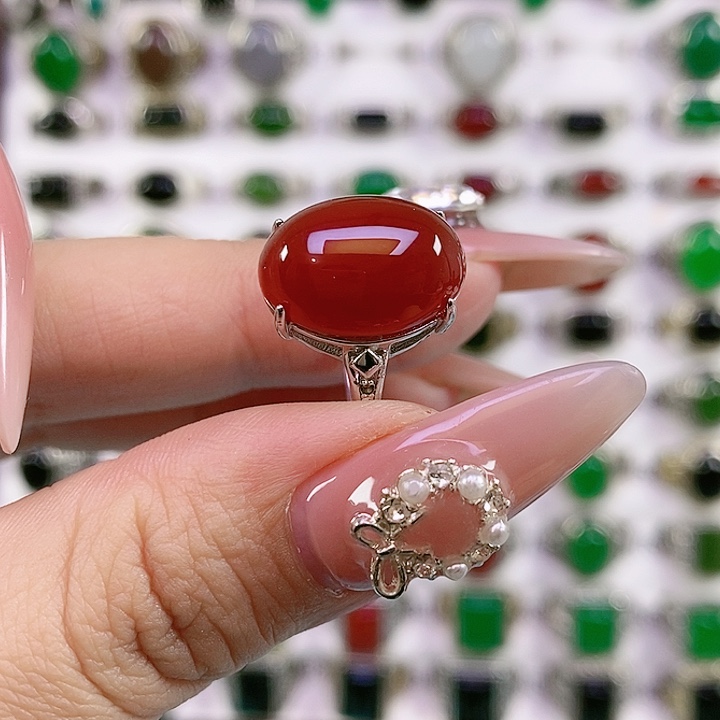 银S925镶嵌戒指玛瑙/玉髓