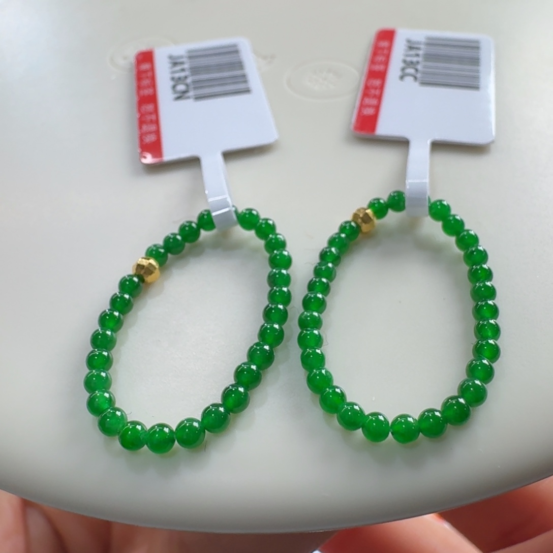 天***莲翡翠未镶嵌手链多样性发其一(高冰阳绿戒圈2mm)